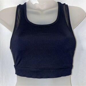 Bebe Sport XS Mesh Block Sports Bra Racerback Athletic Bralette Crop top‎ Black
